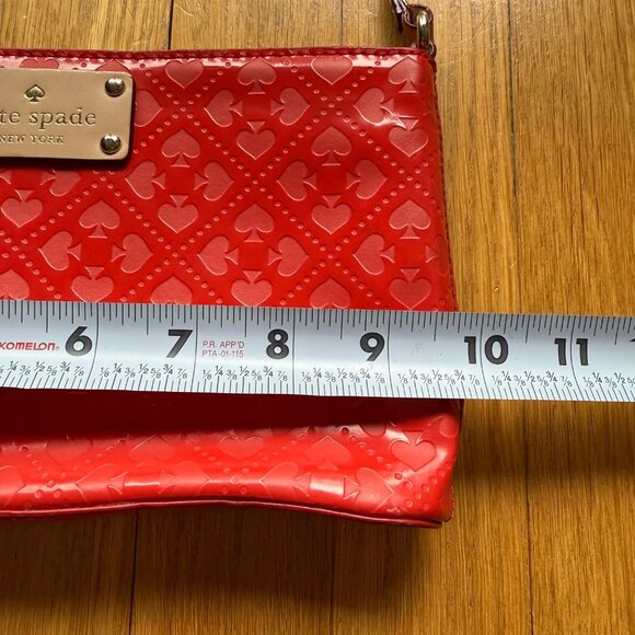 Kate Spade NY Red Patent Leather Deboss Logo Emerald Avenue Crossbody Bag - Picture 5 of 16